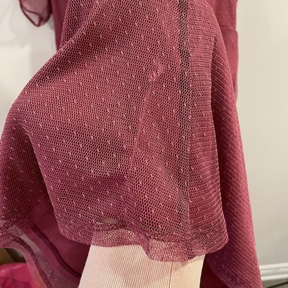 Penningtons 3X Knee Length Dress In Every Story Mauve Fit & Flare Sheer Overlay - Picture 11 of 12